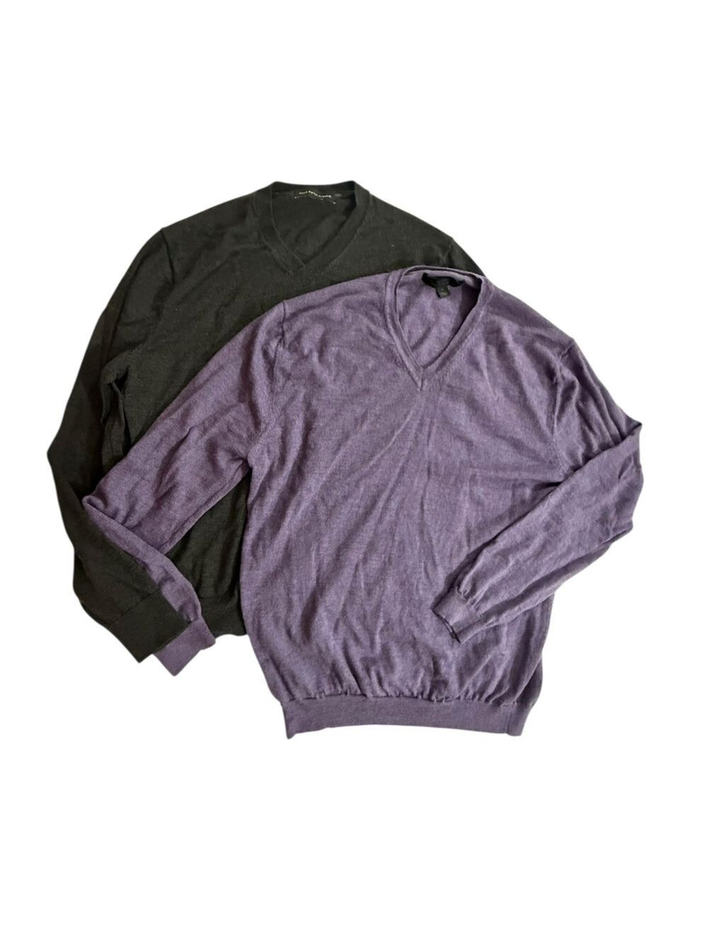 Bundle Mens Merino Wool V Neck Sweaters Saks Fifth Ave Express Size L